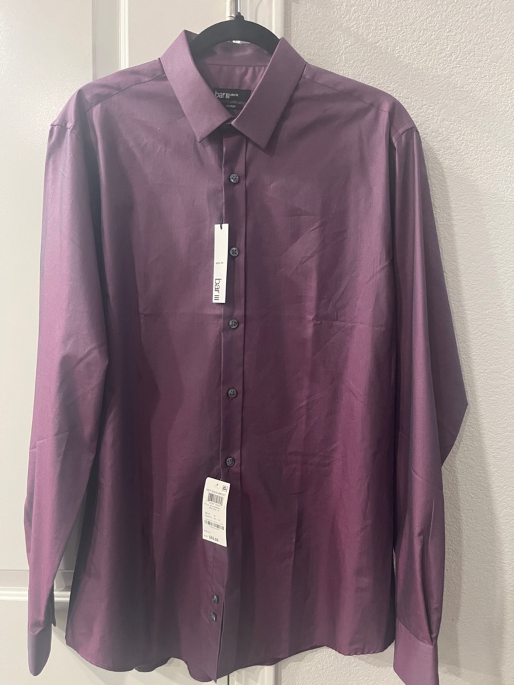 Bar III Slim Fit Dress Shirt 16 34/35 L Wine NWT